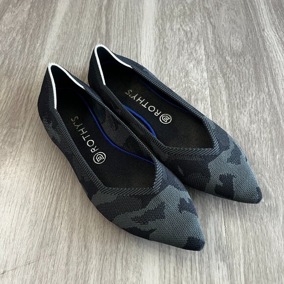 Rothy's Shoes - Rothys Camo Point Flats Size 10 Color Black Grey